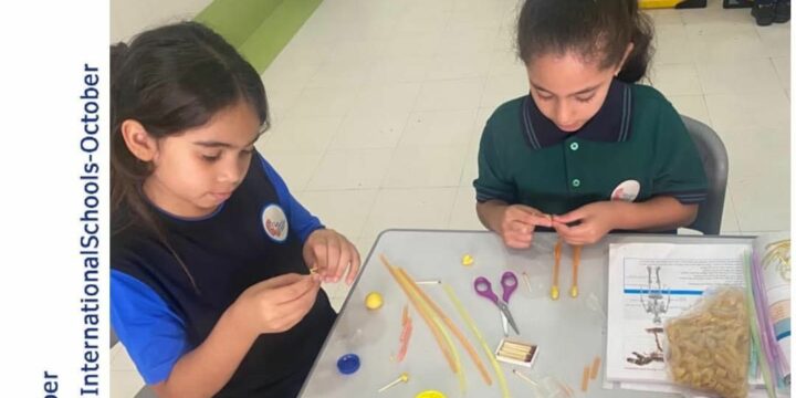 PYP 7/ Y.4 Students are making their own skeleton models using their imagination and creativity.
